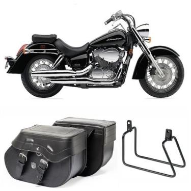 Imagem de Bolsa Para Moto Custom Alforge Lateral 30 Litros + Afastador Honda Sha