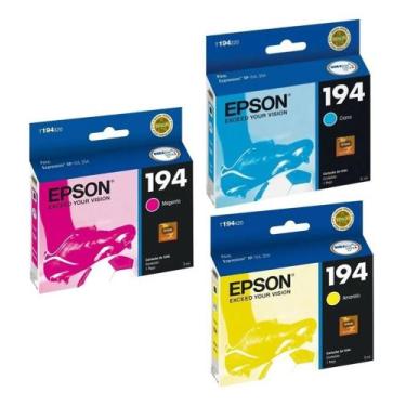 Imagem de Kit 3 Cartuchos Epson Color T194 Xp104 Xp204 Xp214 204 Original