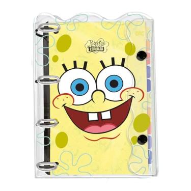 Imagem de DAC - Caderno Argolado Universitário PVC Cristal com 192 Folhas Fechamento em Botão - Bob Esponja