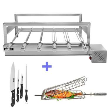 Imagem de Churrasqueira Giratória Grill Inox Gira Soft Grill 6 Espetos + Espeto 