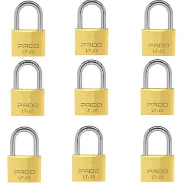 Imagem de Kit 10 Unidades Cadeado Latão 25mm Segredos Iguais Pado, Cadeado Latão