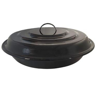 Imagem de Paellera Com Tampa Esmaltada 52 - Linha VEBA - Preto Chamuscado
