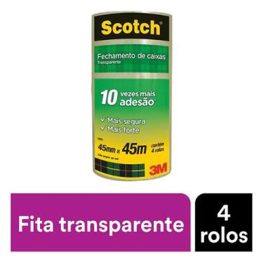 Imagem de Kit 4 Fitas de Empacotamento 3M SCOTCH 5802 45MM X 45M