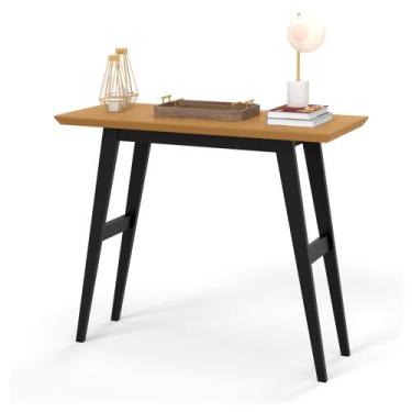 Imagem de Aparador 9040 Hall Sala 90cm Tampo MDF 30mm Freijo/Pé Madeira Preto OF