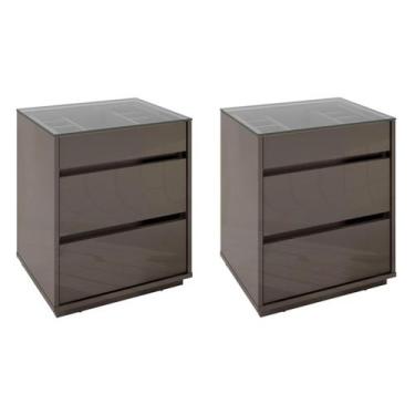 Imagem de Kit 2 Mesas De Cabeceira 3 Gavetas 010023 Cinza Perola DCASA - CASA D,