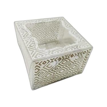 Imagem de Kit 10 Caixas Para 4 Brigadeiros Com Berço Branco Em Acetato - Embala 