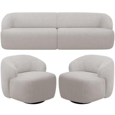 Imagem de Sofá 4 Lugares Curvo Orgânico com 02 Poltronas Para Sala Living 280cm 