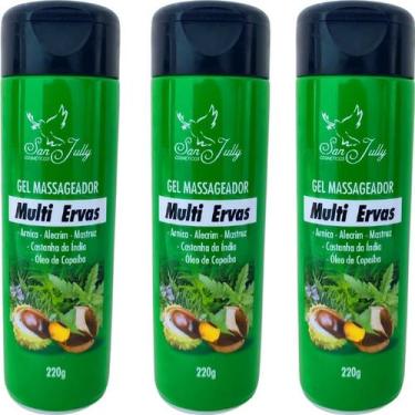 Imagem de Kit 3 Gel Massageador Multi Ervas 220g  Arnica Alecrim Copaíba - San J