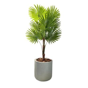 Imagem de Palmeira Rafis Artificial Leque Grande + Vaso Polietileno - Flor Imp