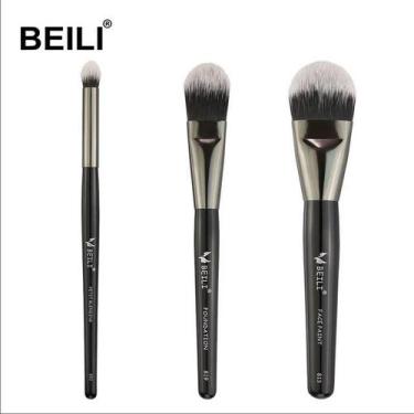 Imagem de Kit Pincéis De Maquiagem Pó Natural Blush Cabelo Sintético - ElaShopp