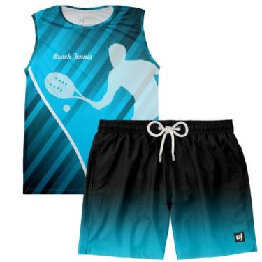 Imagem de Kit Regata Masculina Cavada Treino Short Casual Verão Praia Fitness Ac