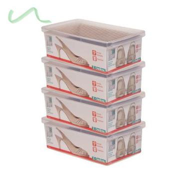 Imagem de Kit 4 Caixa De Sapato Transparente Para Organizar - Média - Ordene