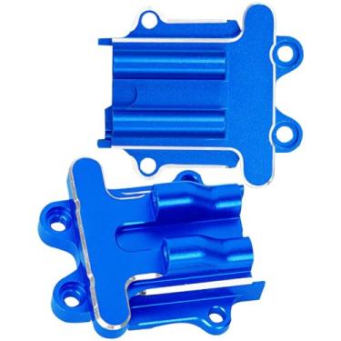 Imagem de Aluminum Front Rear Transmission Case Diff Cover Set Upgrades Parts for 1/18 Granite Grom Mega 380 Brushed 4x4 Monster Truck RTR.Wave Box Gearbox Hops Up,Encode:ARA320749(Navy Blue)