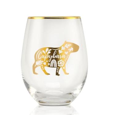 Imagem de Onebttl Presentes de capivara para mulheres, amantes de capivara, taça de vinho sem haste de 500 ml, presentes temáticos de mandala de aniversário e Natal para filha, esposa, mãe