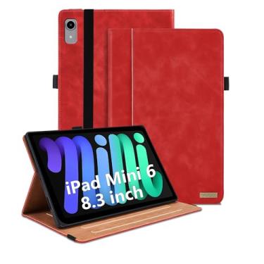 Imagem de TIPOYOROOS Capa para iPad Mini 7 (A17 Pro) 2024 / iPad Mini 6 2021 21.1 cm (Modelo: A2995/A2996/A2993/A2567/A2568/A2569) Capa de couro PU com bolso grande de visualização em vários ângulos com