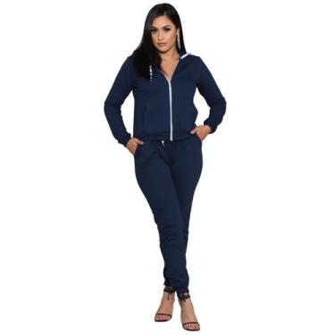 Imagem de Conjunto de moletom feminino Canguru Agasalho Blusa e calça de frio - 