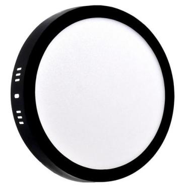 Imagem de Painel 25W LED Redondo Sobrepor Preto 6500K Branco Frio - LED Force