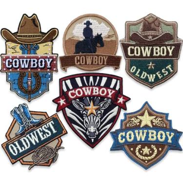 Imagem de TWIG Adesivos Bordados de Caubói, 24 Peças Vintage Marrom Estilo Velho Oeste, Bordado Irregular com Adesivo de Prensa Térmica para Chapéus, Bonés, Mochilas, Jaquetas, Gorro, Ocidental