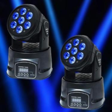 Imagem de Kit 2 Canhão Luz Mini Moving Head 7 Led 12w Rgbw Quadriled 110v/220v -