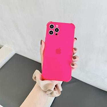 Imagem de Capa de telefone à prova de choque macia cor doce para iphone 11 12 pro max xs x xr max mini 7 8 plus se2 capa traseira de silicone transparente bumper, rosa, para iphone12 pro