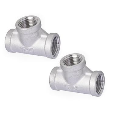 Imagem de TL TOOLEGIN Encaixe de tubulação fêmea de aço inoxidável NPT 304 de 1/5.1 cm, encaixe de tubo de mangueira de 3 vias para gás, óleo, linha de água, 2 peças