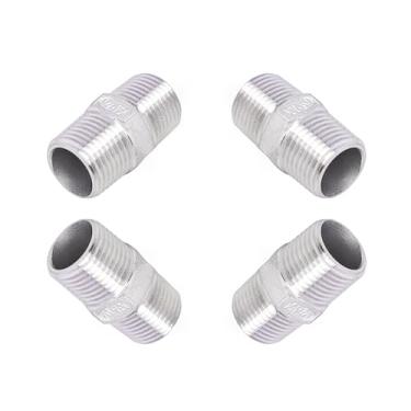 Imagem de TL TOOLEGIN Encaixe de tubulação hexagonal, aço inoxidável 304 1/5.1 cm NPT macho para 1/5.1 cm NPT macho para gás, chuveiro, linha de água, 4 peças