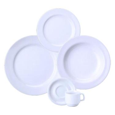 Imagem de Jogo Jantar Chá Porcelana Branca 30 Peças Schmidt Cilíndrica 6 Lugares