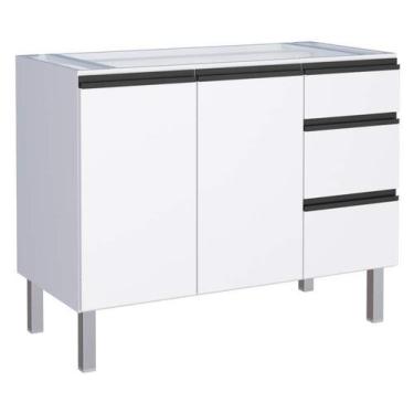 Imagem de Gabinete de Cozinha Branco em Aço 115cm com Puxador Preto Gaia Cozimax