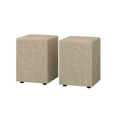 Imagem de Kit 2 Puff Banquetas Cubo Quadrado Decorativo Suede Bege - Nemargi