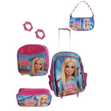 Imagem de Kit mochila de rodinhas infantil escolar com bolsinha baguete skye pat