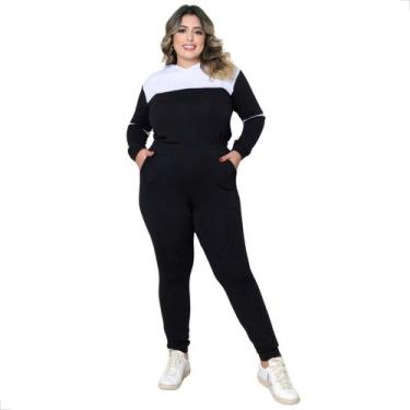 Imagem de Conjunto Plus Size Moletinho com Calça e Blusa Bicolor Malha - Curvy P