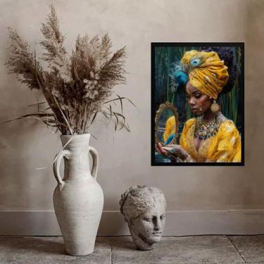 Imagem de Quadro Decorativo Oxum- Espelho 24x18cm - Quadros On-line, Madeira bra