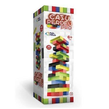 Imagem de Jogo Torre Caiu Perdeu Colorido 45 Peças Pais e Filhos Gala 