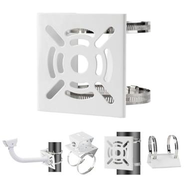 Imagem de NVRTTRR Suporte vertical de montagem em poste de telefone AP cliente ponto de acesso CPE adaptador de montagem vertical para câmera de segurança CCTV PTZ Dome interna e externa com 2 aros (suporte de