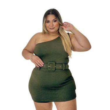 Imagem de Macaquinho Plus Size Um Ombro Short Saia c Cinto 0454 - Bellucy Modas,