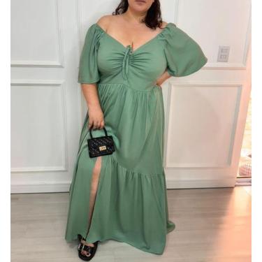Imagem de Vestido Plus Size Candy Collor Longo Cigana Fenda Frontal - On.shop, H