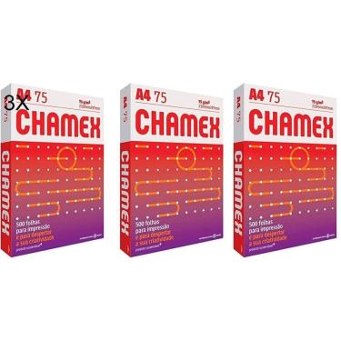Imagem de Kit 3 Papel Sulfite A4 500 Folhas Gramatura 75G/M Chamex