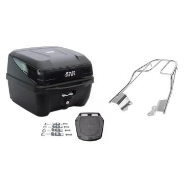 Imagem de KIT BAÚ GIVI MOTO TRAFFIC III 33L + BAGAGEIRO CROMADO Fazer Factor 150 2015 2016 2017 2018 PROJÉTIL