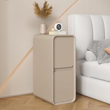 Imagem de Mesa de cabeceira com gavetas, mesa de cabeceira estreita pequena com gaveta de armazenamento - Armário de cabeceira para quarto, cáqui, 25 x 40 x 50 cm