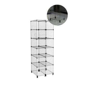 Imagem de Estante Prateleira Aramado 12 Nichos 40cm Profundidade Preto Livreiro 