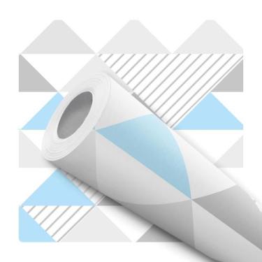 Imagem de Papel De Parede Adesivo Lavável Triangulos Azul Cinza 10m - DELIQUADRO
