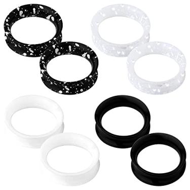 Imagem de OUFER Alargadores de orelha flexíveis de silicone, alargadores de alargadores de orelha com alargador duplo, alargadores de orelha de carne, joia para mulheres e homens, Metal, Zircônia cúbica