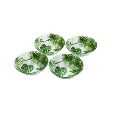 Imagem de CJ 4 BOWLS DE VIDRO P/SOBREMESA LEAVES VERDE 14,5cm 380ml