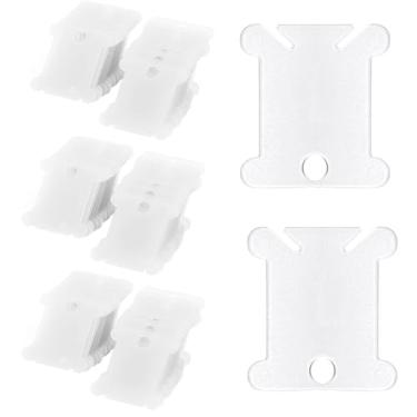 Imagem de 150 peças bobinas de fio dental de plástico bordado, bobinas de fio dental de plástico transparente, cartões de fio dental, organizador de linhas de bordado, ponto cruz, bobina de plástico para