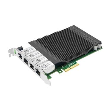 Imagem de Buacoz Placa de rede PCIe X4 Gigabit de quatro portas com servidor alimentado por POE com placa de rede Intel I350-T4 RJ45 Adaptador LAN Ethernet compatível com Windows Server Linux Ubuntu VMware