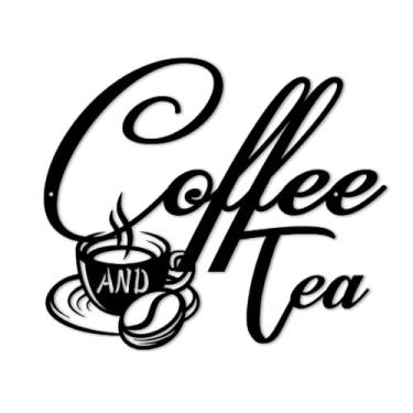 Imagem de Monlyey Placa de metal de café e chá | Placas de pendurar em barra de café para decoração de parede | Placas de arte de parede de metal preto para decoração de parede para cafeteria, casa, cozinha,