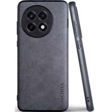 Imagem de AIORIA Capa para Oneplus 13 capa de couro PU premium design retrô capa protetora completa para Oneplus 13 5G (cinza, para Oneplus 13R)