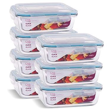 Imagem de Conjunto 7 Potes Vidro Hermetico 1040ml Retangular Marmita