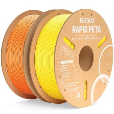 Imagem de ELEGOO Filamento Petg Rápido 1,75 Mm Amarelo e Laranja 2 Kg, Filamento de Impressora 3D de Alta Velocidade 30-600 Mm/S Precisão Dimensional +/- 0,02 Mm, Carretel de Papelão de 1 Kg(2,2 Lbs) Adequado P