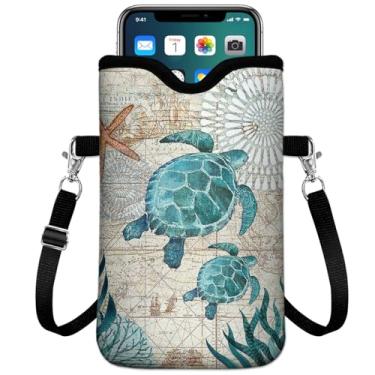 Imagem de IRADA Bolsa de neoprene para celular com alça transversal e cordão de pescoço para mulheres e homens 19 x 11 cm - bolsa universal para celular à prova de choque
